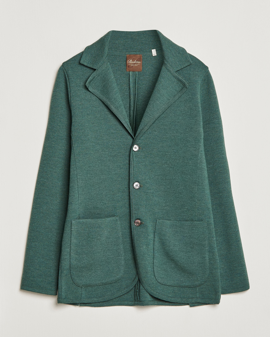 Herre | Dressjakker | Stenströms | Knitted Merino Blazer Green
