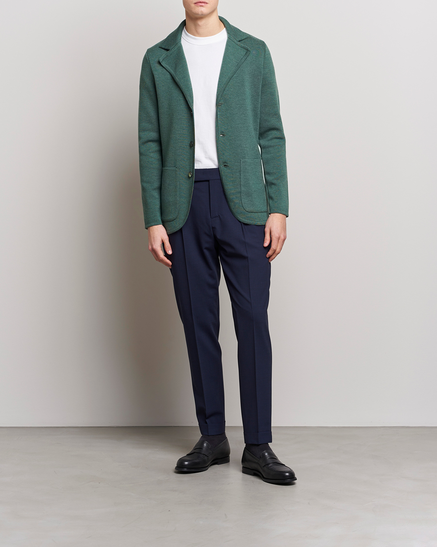 Herre | Dressjakker | Stenströms | Knitted Merino Blazer Green