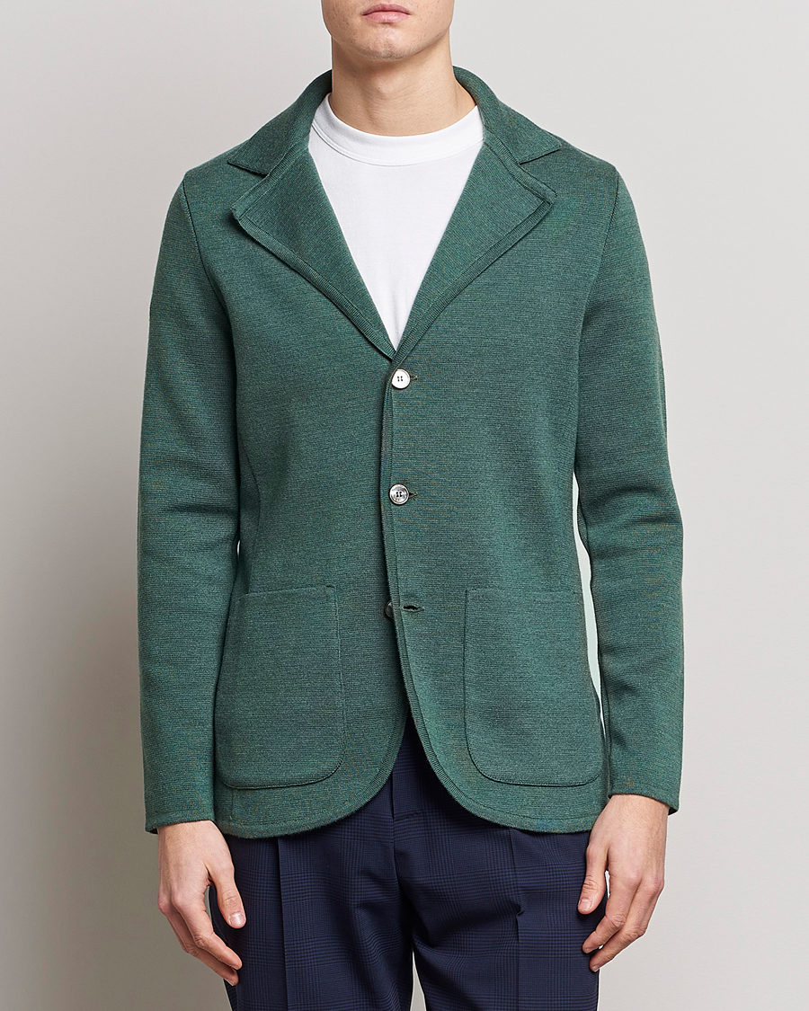 Herre | Strikkede blazere  | Stenströms | Knitted Merino Blazer Green