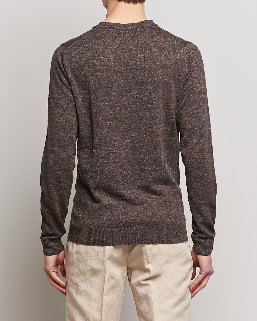 Herre | Gensere | Stenströms | Merino/Linen Crew Neck Brown