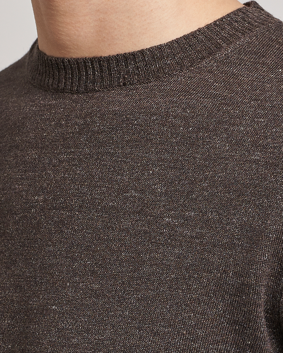 Herre | Gensere | Stenströms | Merino/Linen Crew Neck Brown