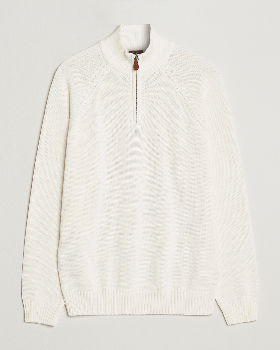 Herre | Gensere | Stenströms | Knitted Cotton Half Zip White