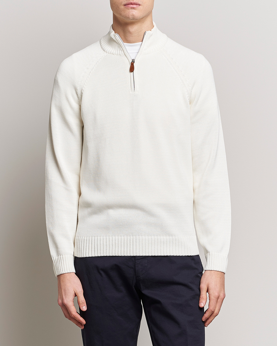 Herre |  | Stenströms | Knitted Cotton Half Zip White