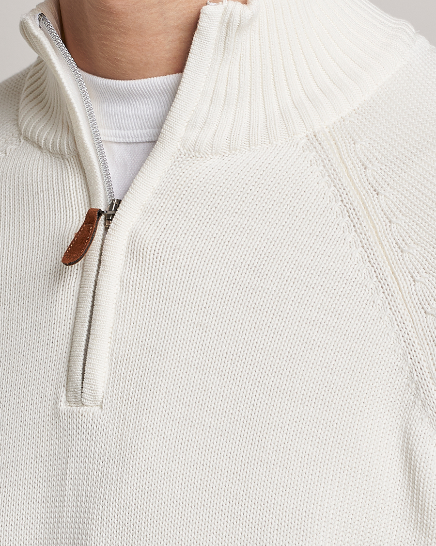 Herre | Gensere | Stenströms | Knitted Cotton Half Zip White