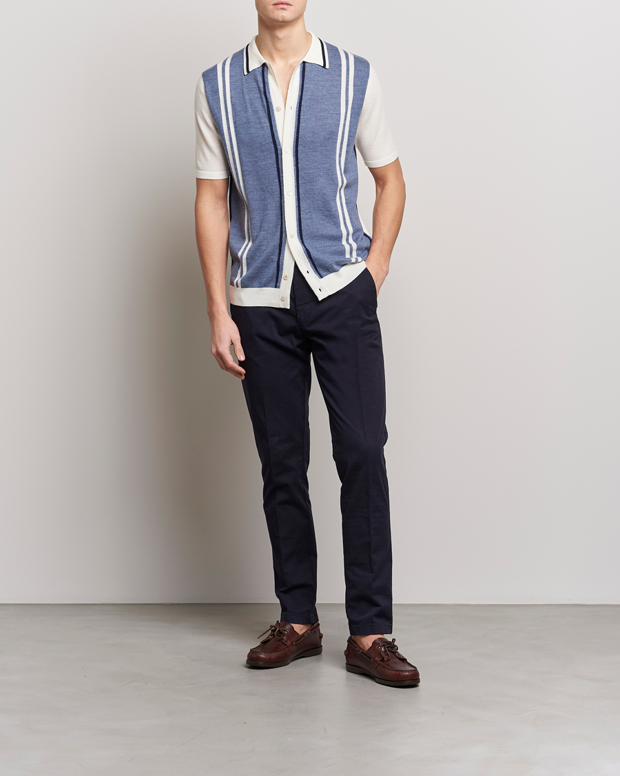 Herre | Skjorter | Stenströms | Ripley Merino Striped Polo Shirt Blue
