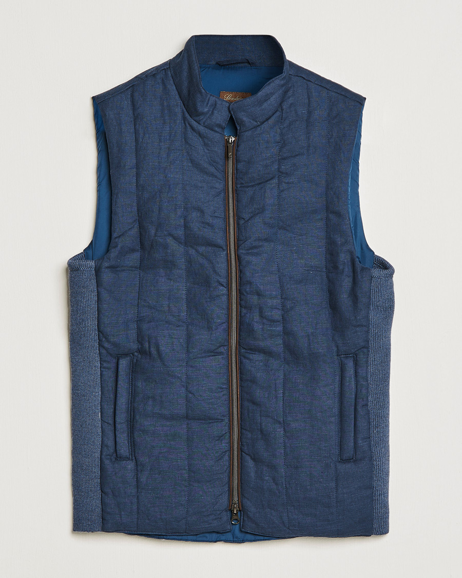 Herre | Vester | Stenströms | Hybrid Linen/Merino Vest Blue