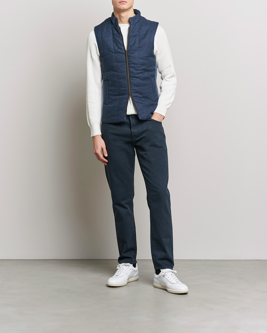 Herre | Vester | Stenströms | Hybrid Linen/Merino Vest Blue