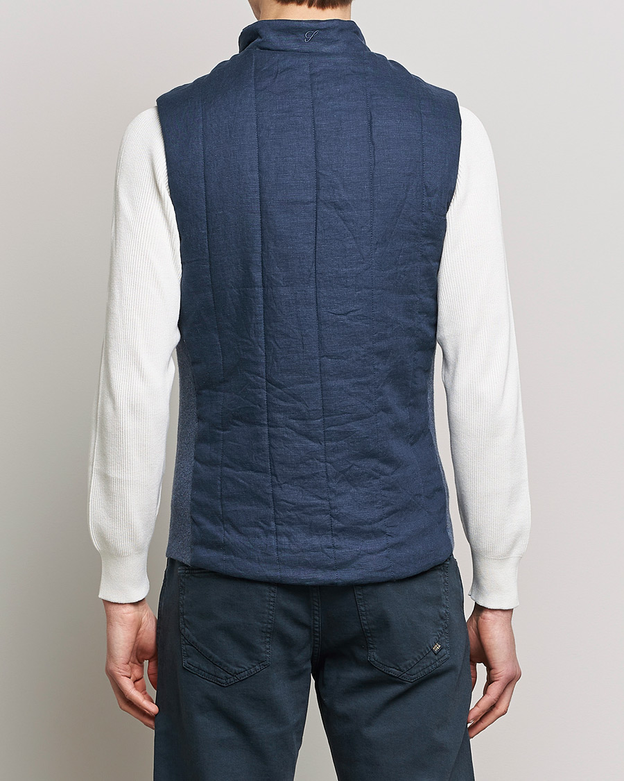Herre | Vester | Stenströms | Hybrid Linen/Merino Vest Blue