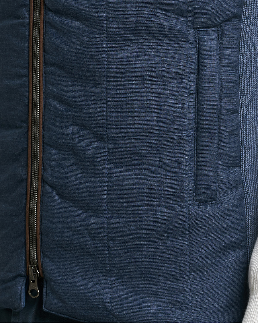 Herre | Vester | Stenströms | Hybrid Linen/Merino Vest Blue