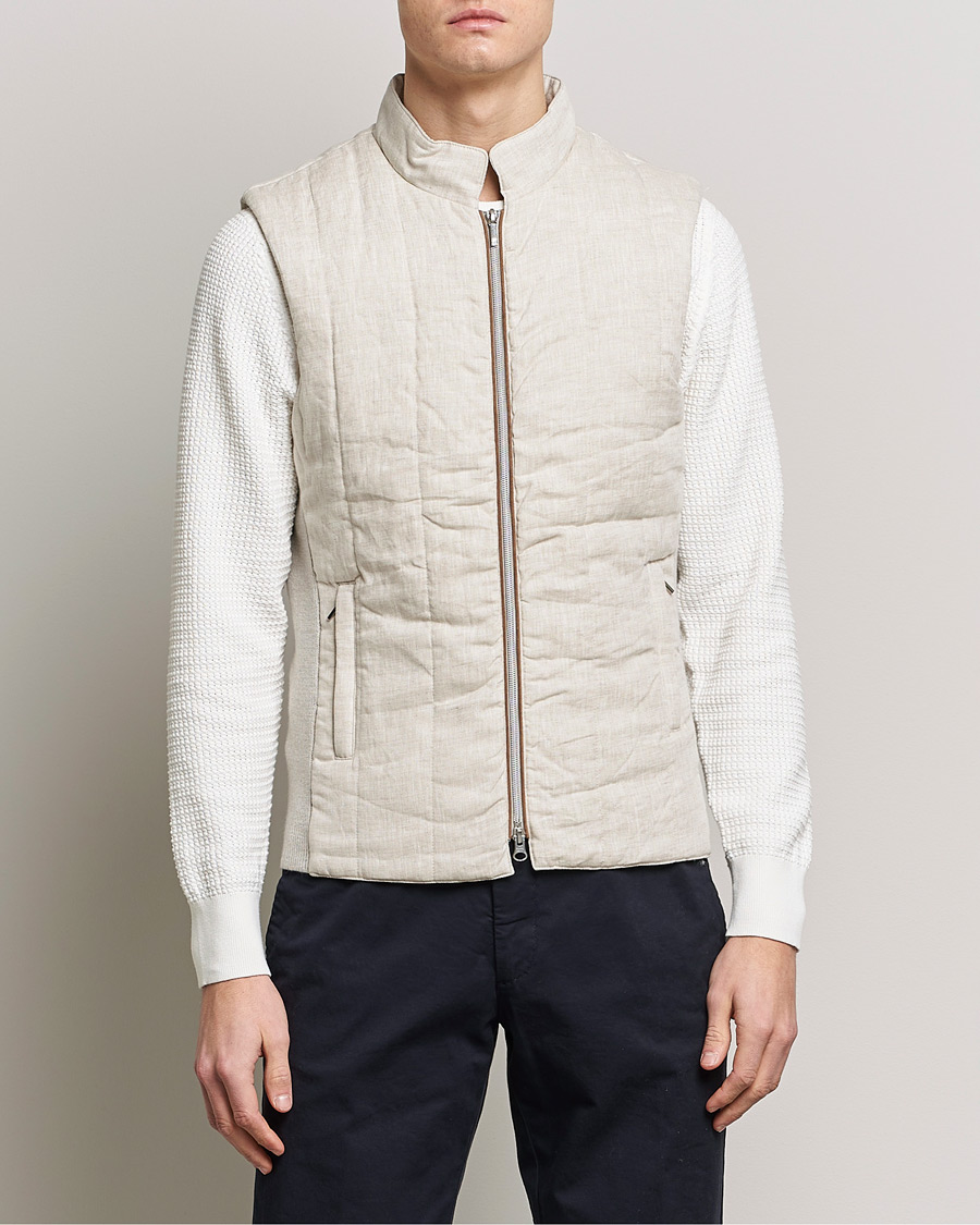Herre | Vester | Stenströms | Hybrid Linen/Merino Vest Beige