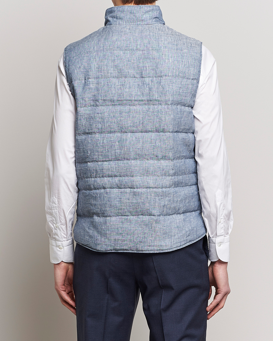 Herre | Vester | Stenströms | Padded Linen Vest Blue