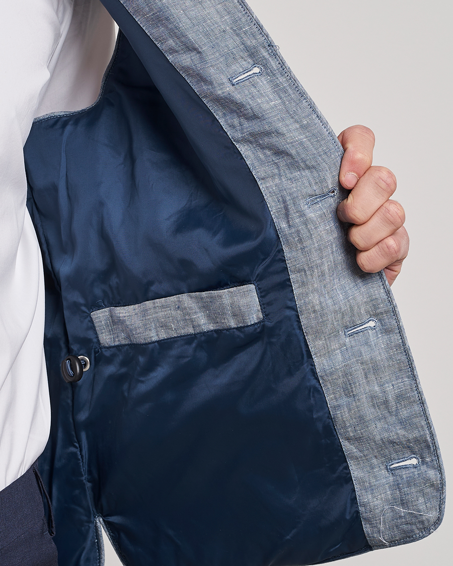Herre | Vester | Stenströms | Padded Linen Vest Blue
