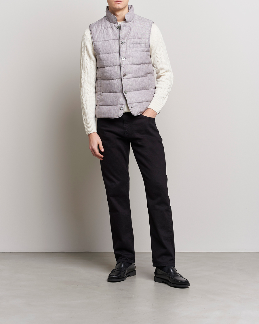 Herre | Vester | Stenströms | Padded Linen Vest Grey