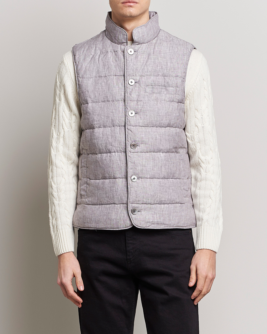 Herre | Vester | Stenströms | Padded Linen Vest Grey