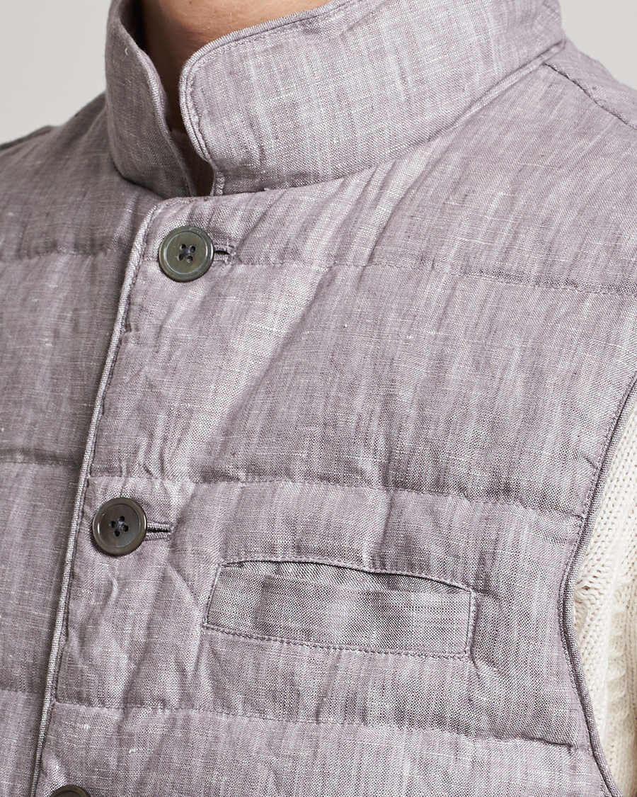 Herre | Vester | Stenströms | Padded Linen Vest Grey