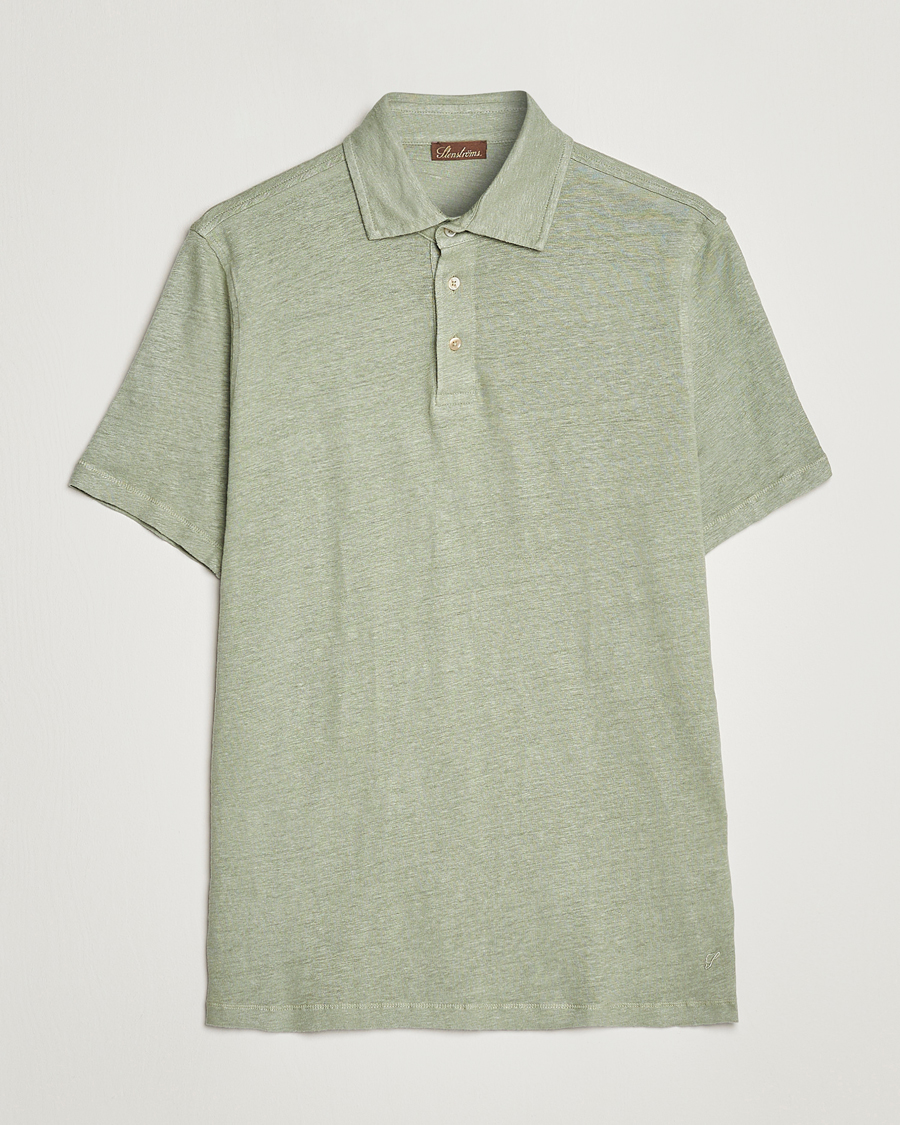 Herre | Pikéer | Stenströms | Linen Polo Shirt Pistachio