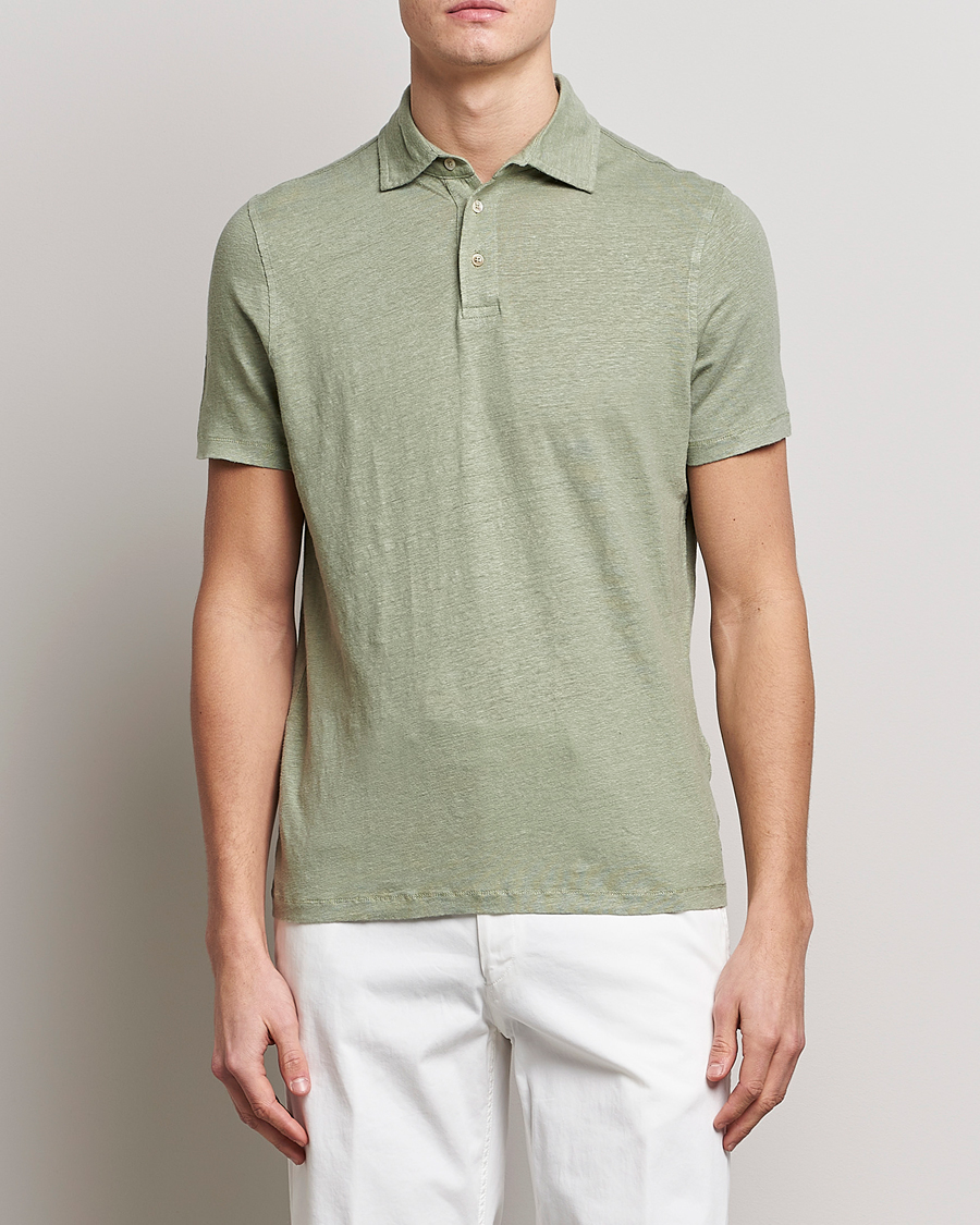 Herre |  | Stenströms | Linen Polo Shirt Pistachio