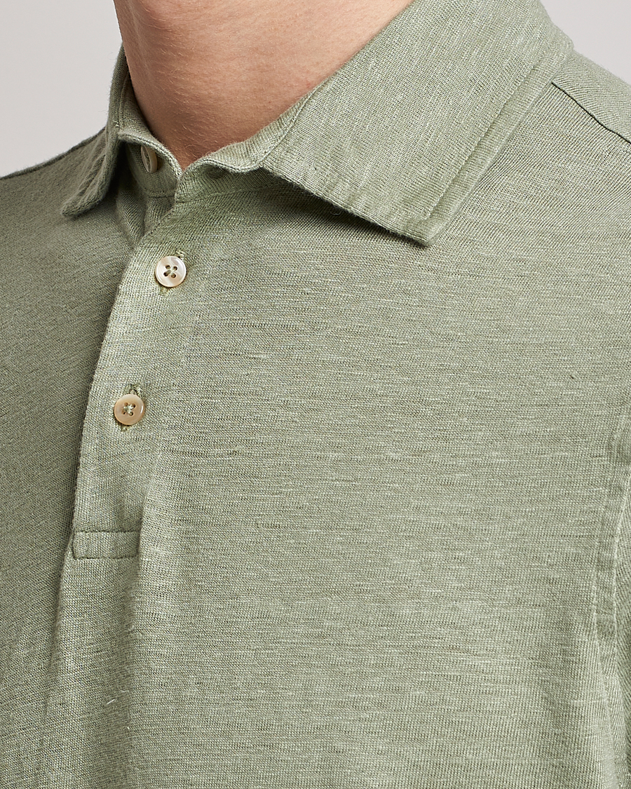 Herre | Pikéer | Stenströms | Linen Polo Shirt Pistachio