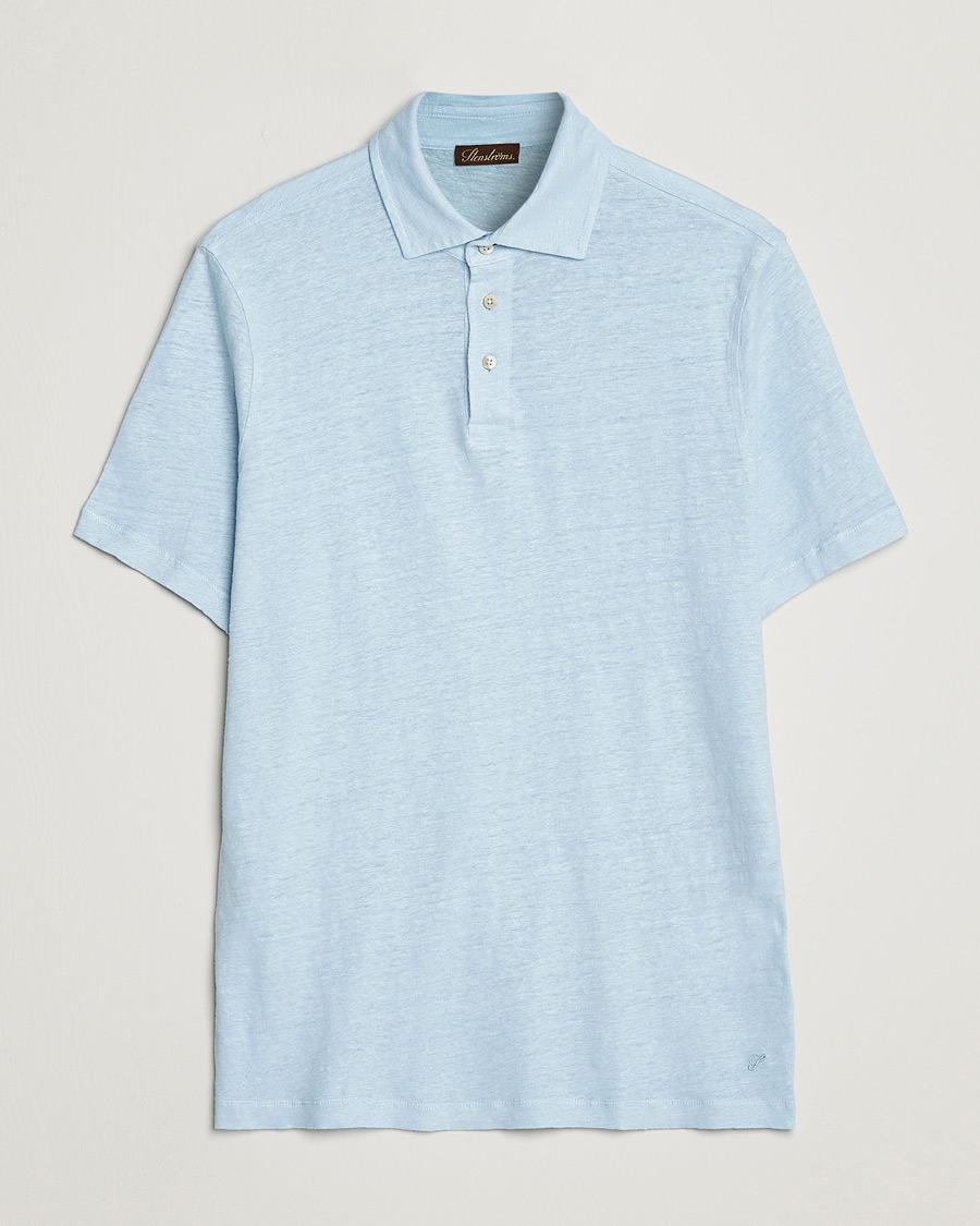 Herre | Pikéer | Stenströms | Linen Polo Shirt Light Blue