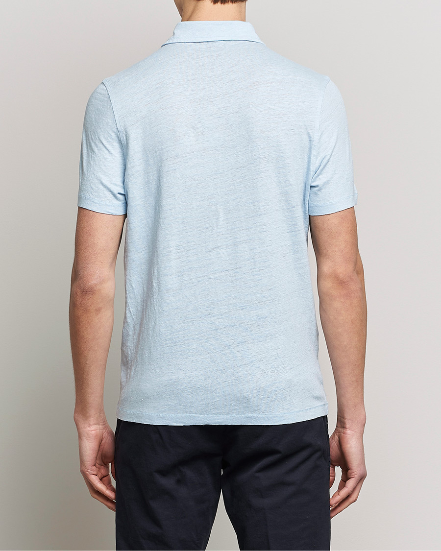 Herre | Pikéer | Stenströms | Linen Polo Shirt Light Blue
