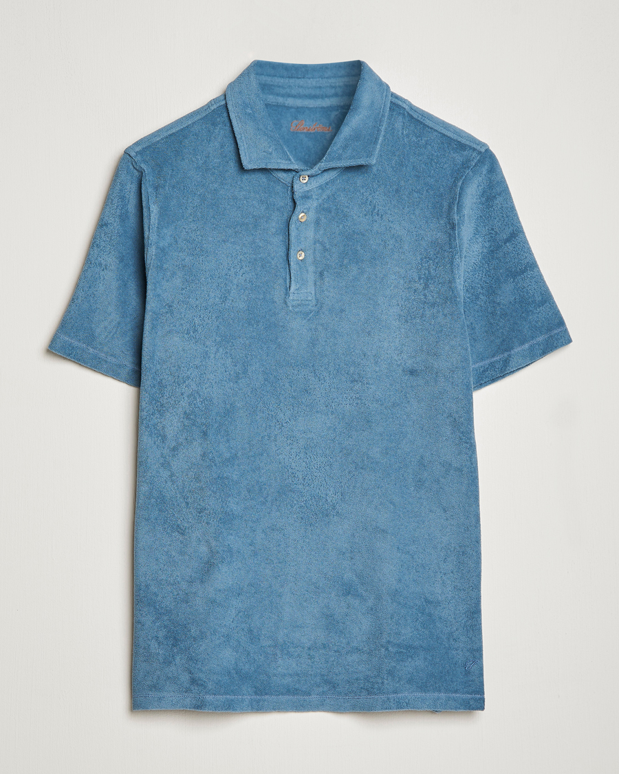 Herre | Pikéer | Stenströms | Terry Cotton Poloshirt Petrol Blue