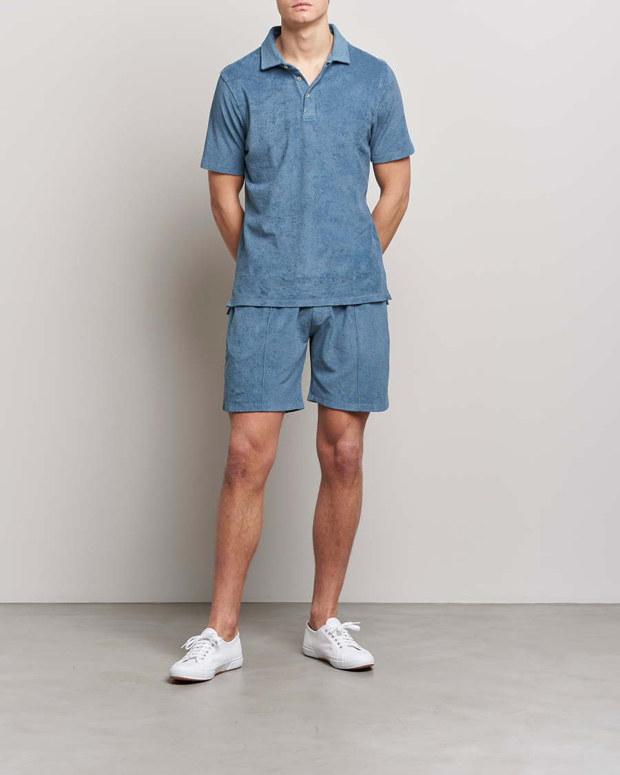Herre | Pikéer | Stenströms | Terry Cotton Poloshirt Petrol Blue
