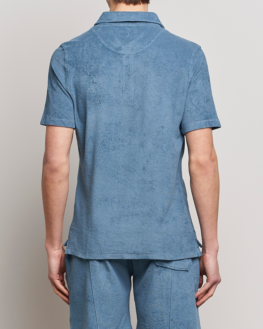 Herre | Pikéer | Stenströms | Terry Cotton Poloshirt Petrol Blue