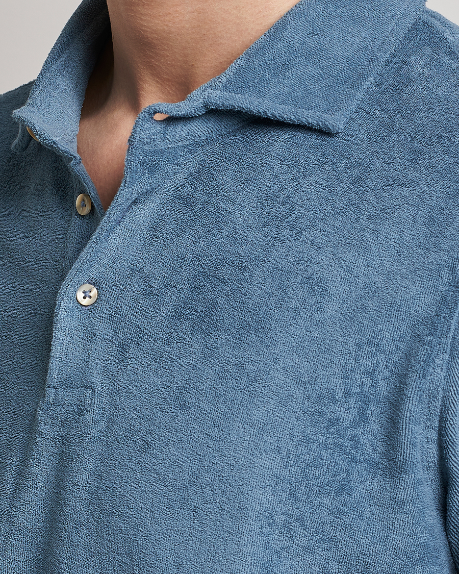 Herre | Pikéer | Stenströms | Terry Cotton Poloshirt Petrol Blue