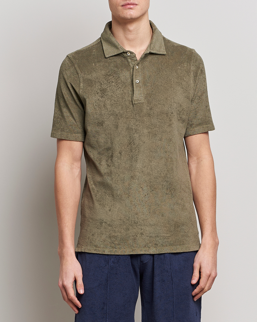 Herre | Pikéer | Stenströms | Terry Cotton Poloshirt Olive