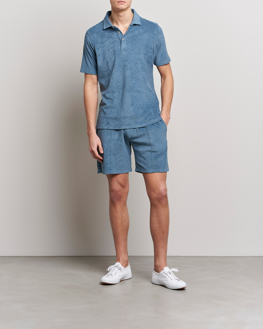 Herre | Shorts | Stenströms | Terry Cotton Shorts Petrol Blue