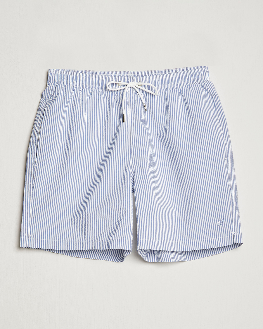 Herre | Badeshorts | Stenströms | Seersucker Striped Swim Shorts Blue