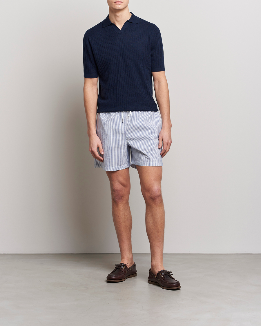 Herre | Badeshorts | Stenströms | Seersucker Striped Swim Shorts Blue