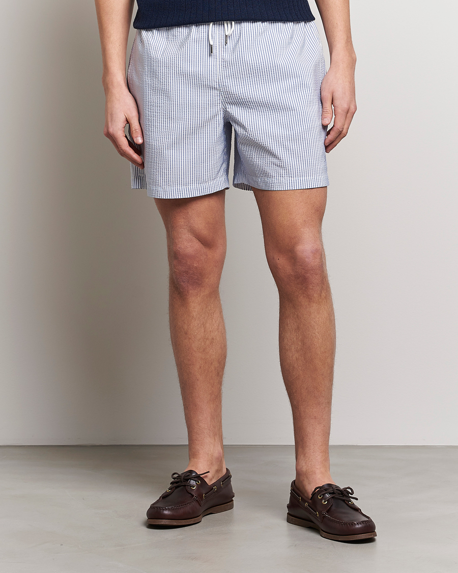 Herre | Badeshorts | Stenströms | Seersucker Striped Swim Shorts Blue