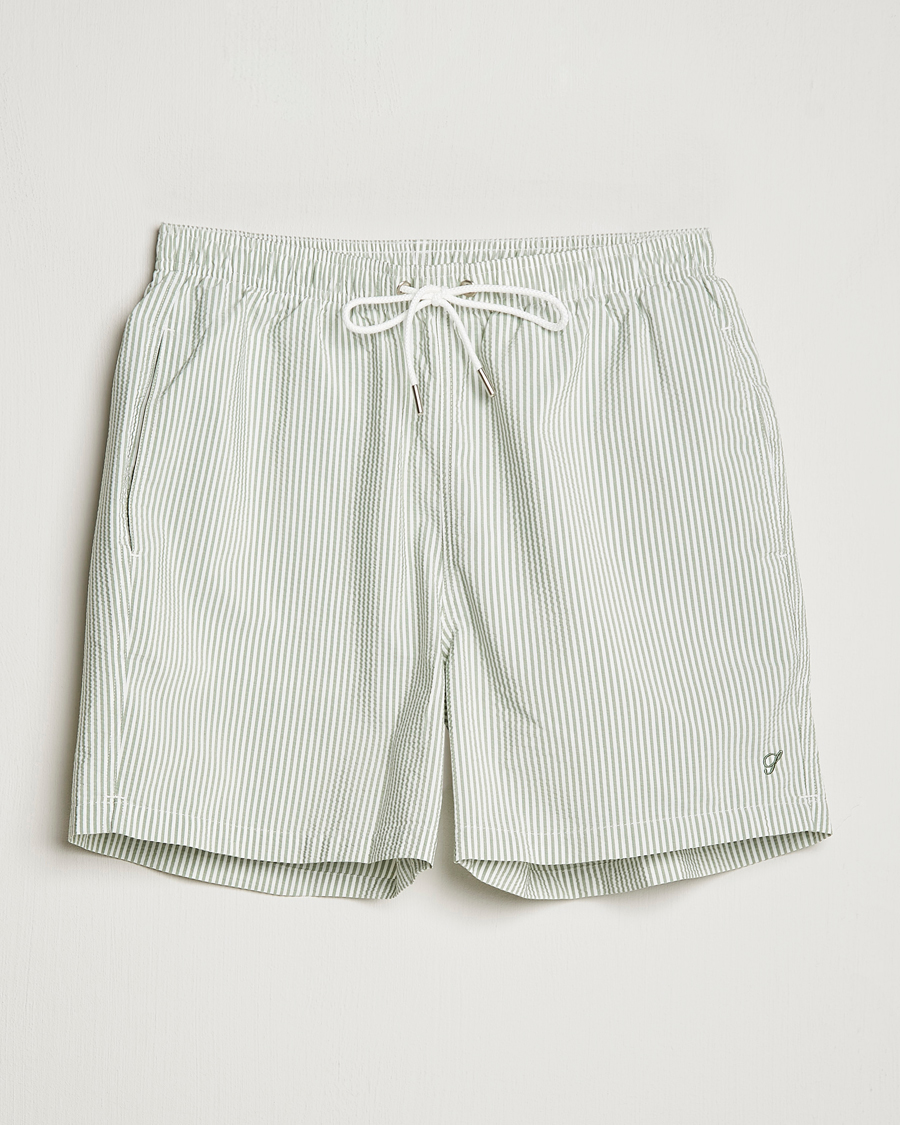 Herre | Badeshorts | Stenströms | Seersucker Striped Swim Shorts Green
