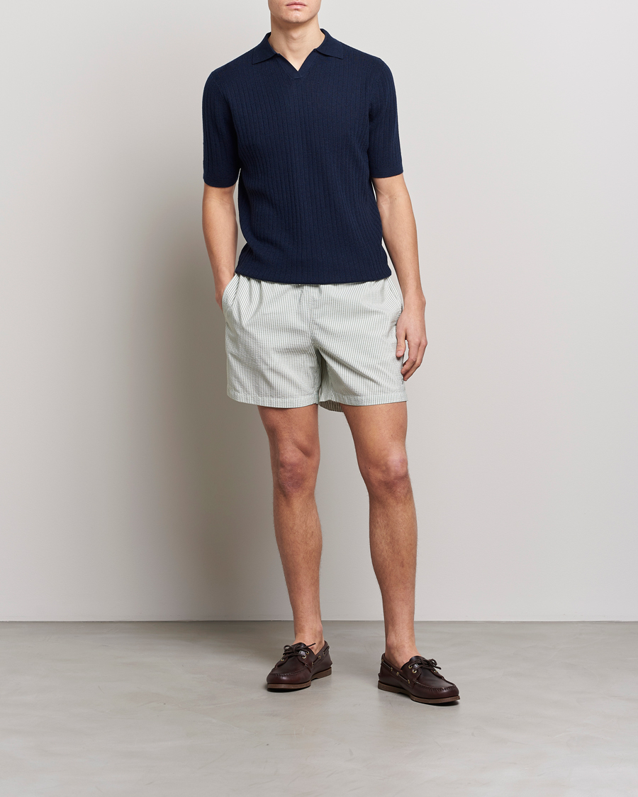 Herre | Badeshorts | Stenströms | Seersucker Striped Swim Shorts Green