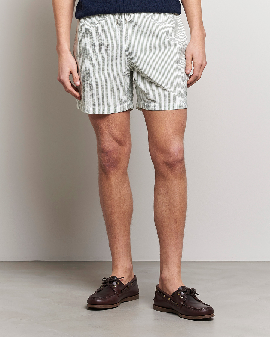 Herre | Badeshorts | Stenströms | Seersucker Striped Swim Shorts Green