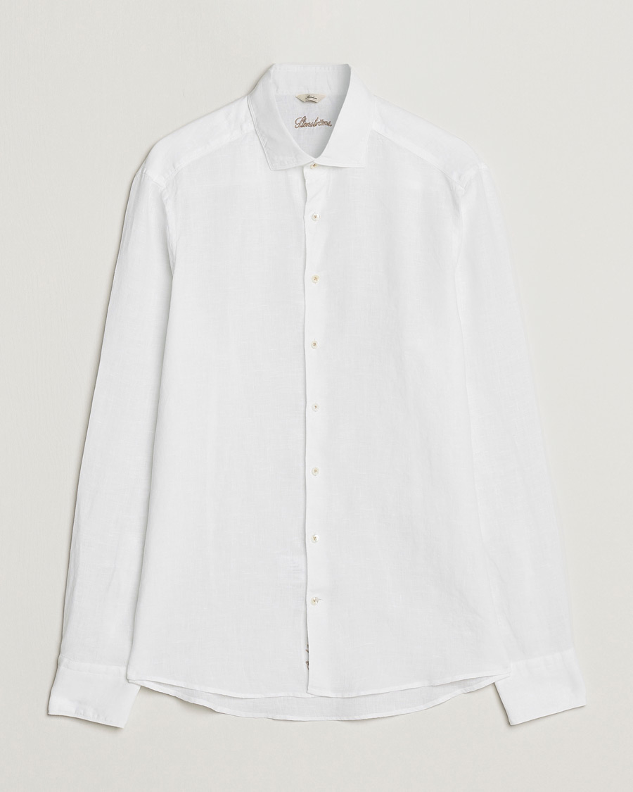 Herre |  | Stenströms | Slimline Cut Away Linen Shirt White