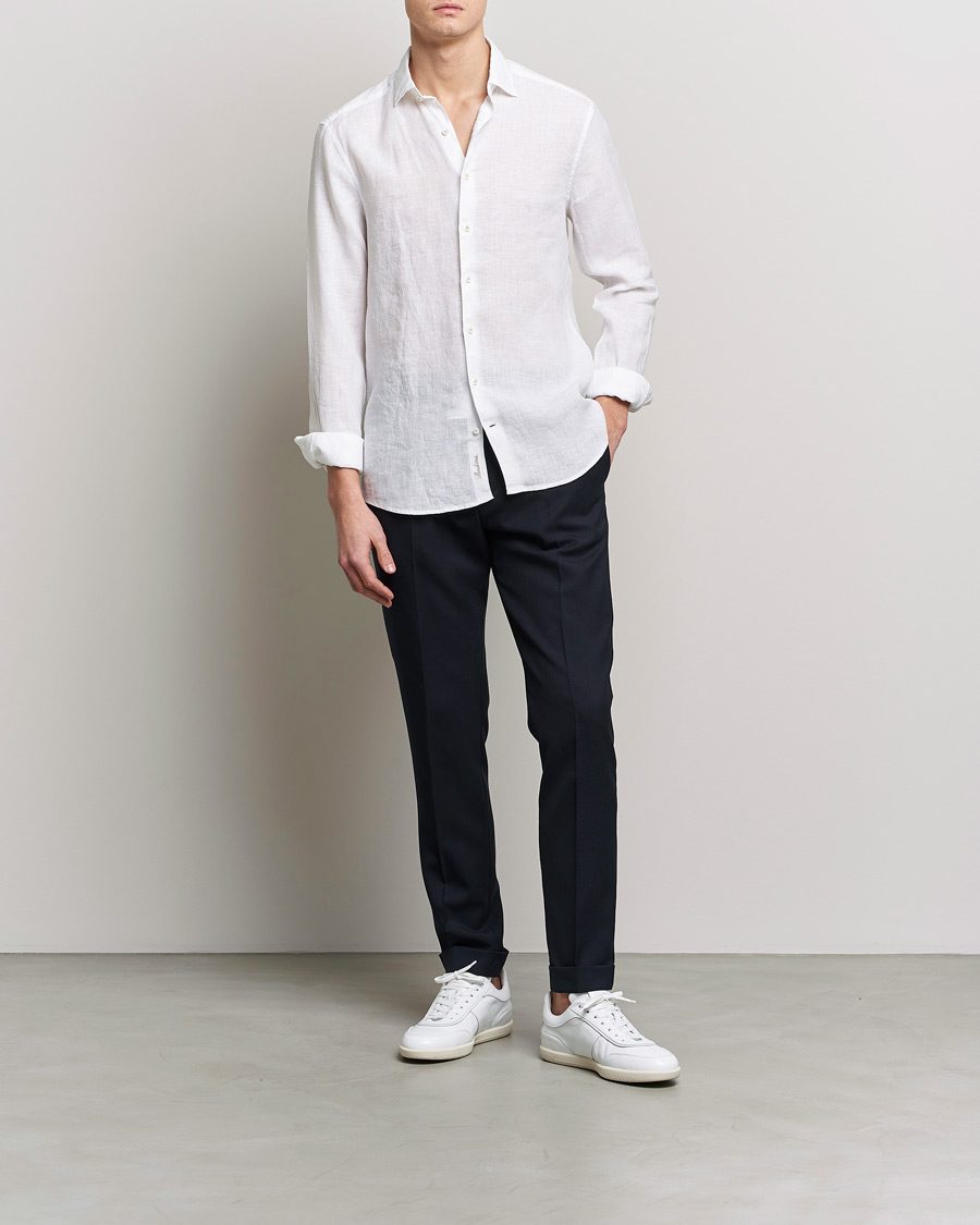 Herre | Skjorter | Stenströms | Slimline Cut Away Linen Shirt White