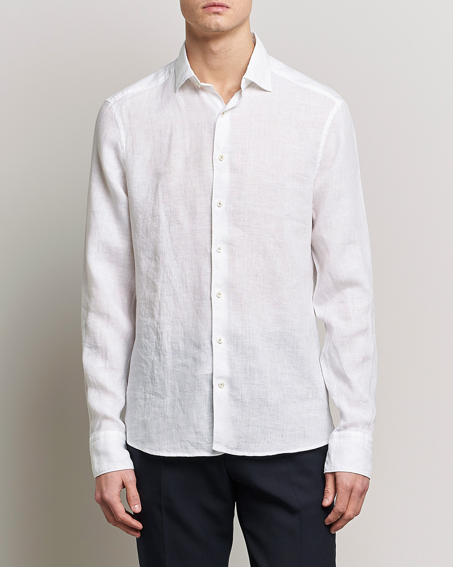 Herre | Avdelinger | Stenströms | Slimline Cut Away Linen Shirt White