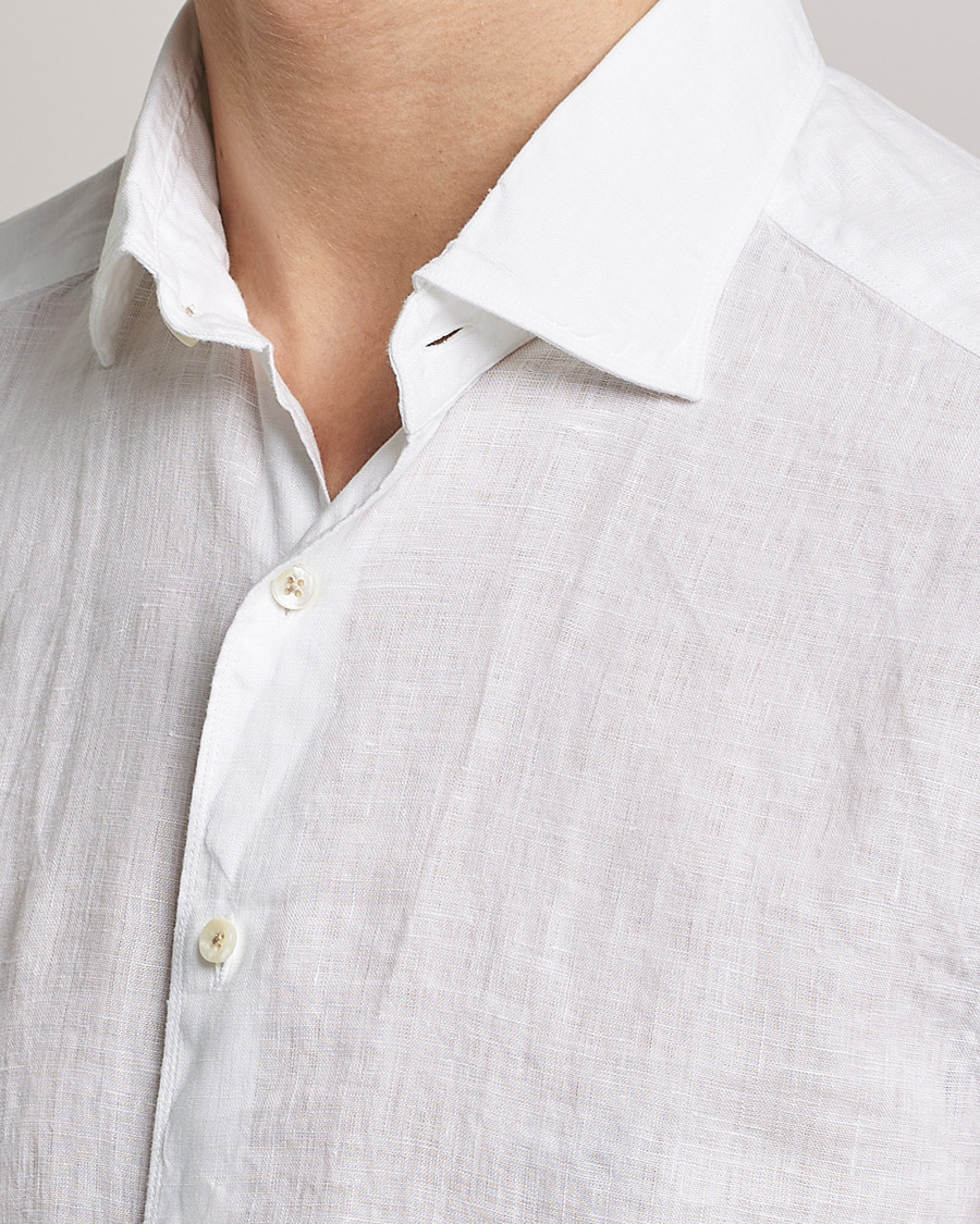 Herre | Skjorter | Stenströms | Slimline Cut Away Linen Shirt White
