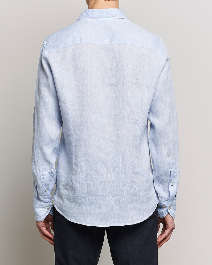 Herre | Skjorter | Stenströms | Slimline Cut Away Linen Shirt Light Blue