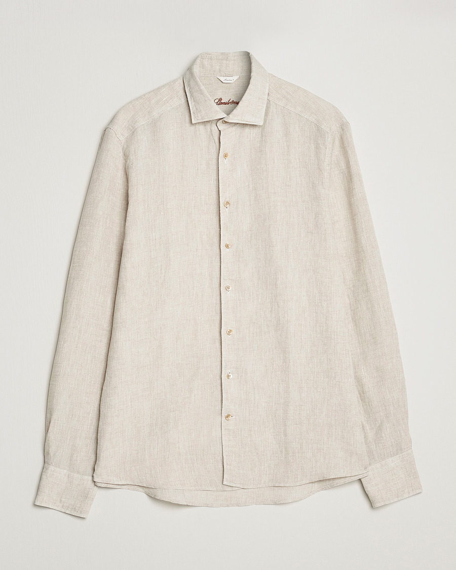 Herre | Skjorter | Stenströms | Slimline Cut Away Linen Shirt Beige
