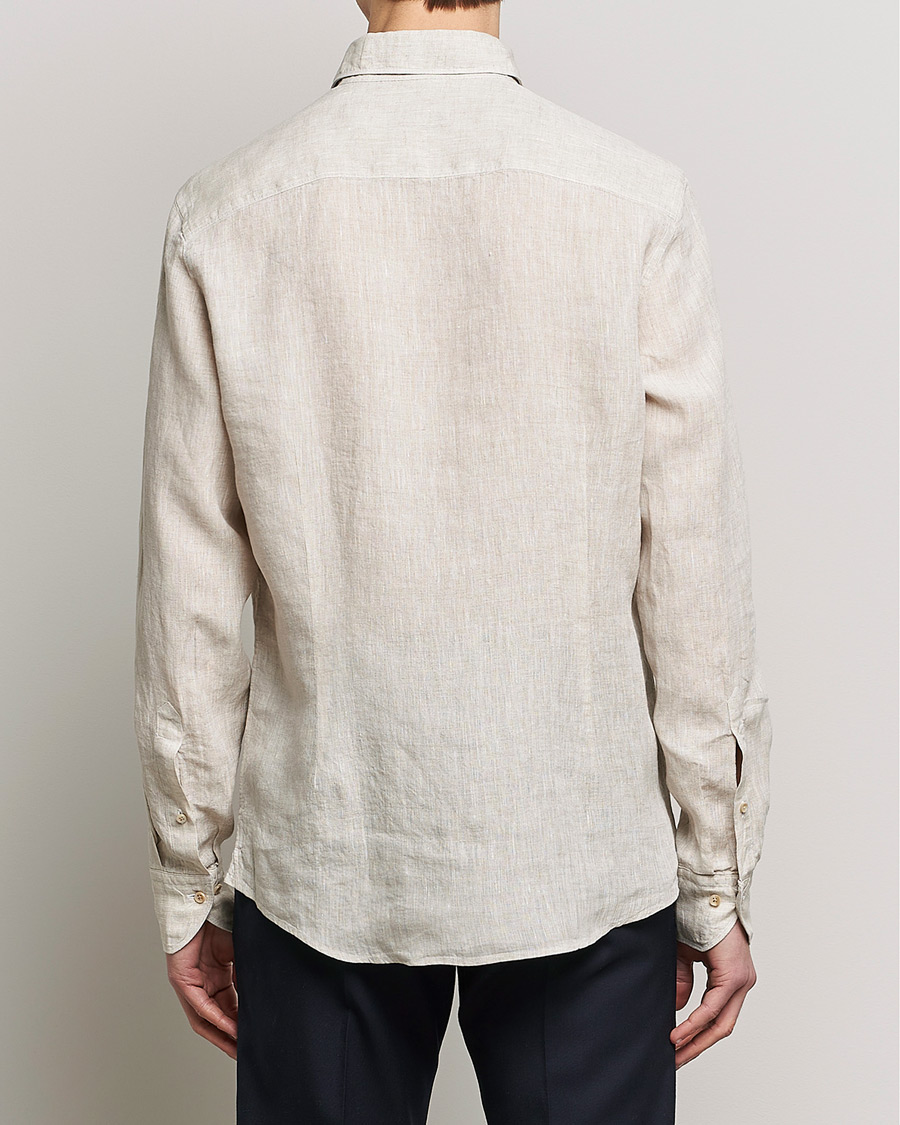 Herre | Skjorter | Stenströms | Slimline Cut Away Linen Shirt Beige