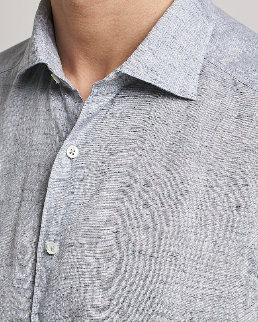 Herre | Skjorter | Stenströms | Slimline Cut Away Linen Shirt Grey