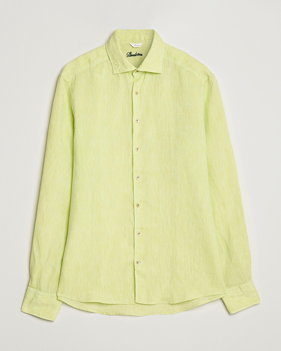 Herre | Skjorter | Stenströms | Slimline Cut Away Linen Shirt Pistachio