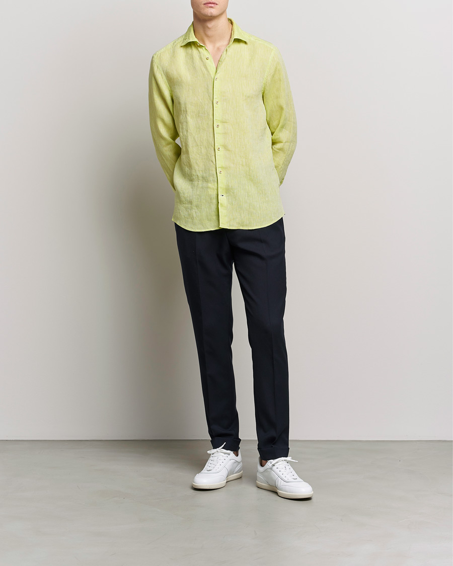 Herre | Skjorter | Stenströms | Slimline Cut Away Linen Shirt Pistachio