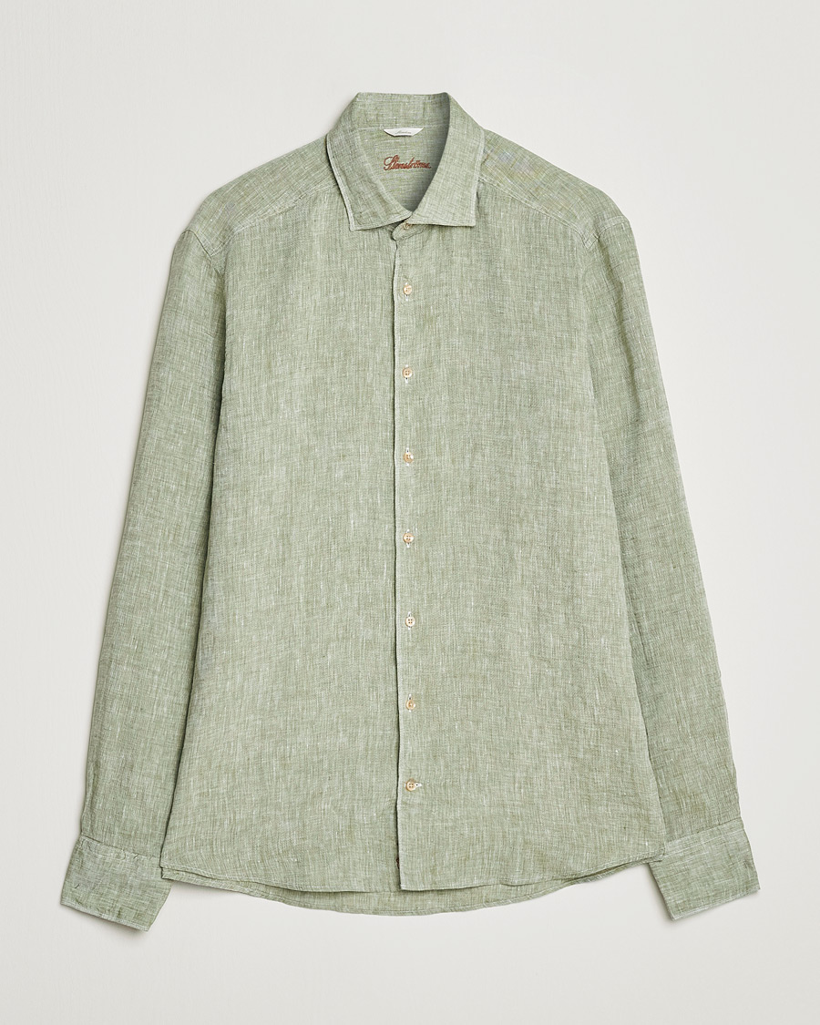 Herre | Skjorter | Stenströms | Slimline Cut Away Linen Shirt Green
