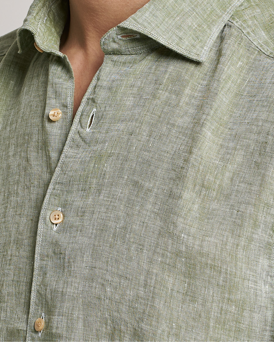 Herre | Skjorter | Stenströms | Slimline Cut Away Linen Shirt Green