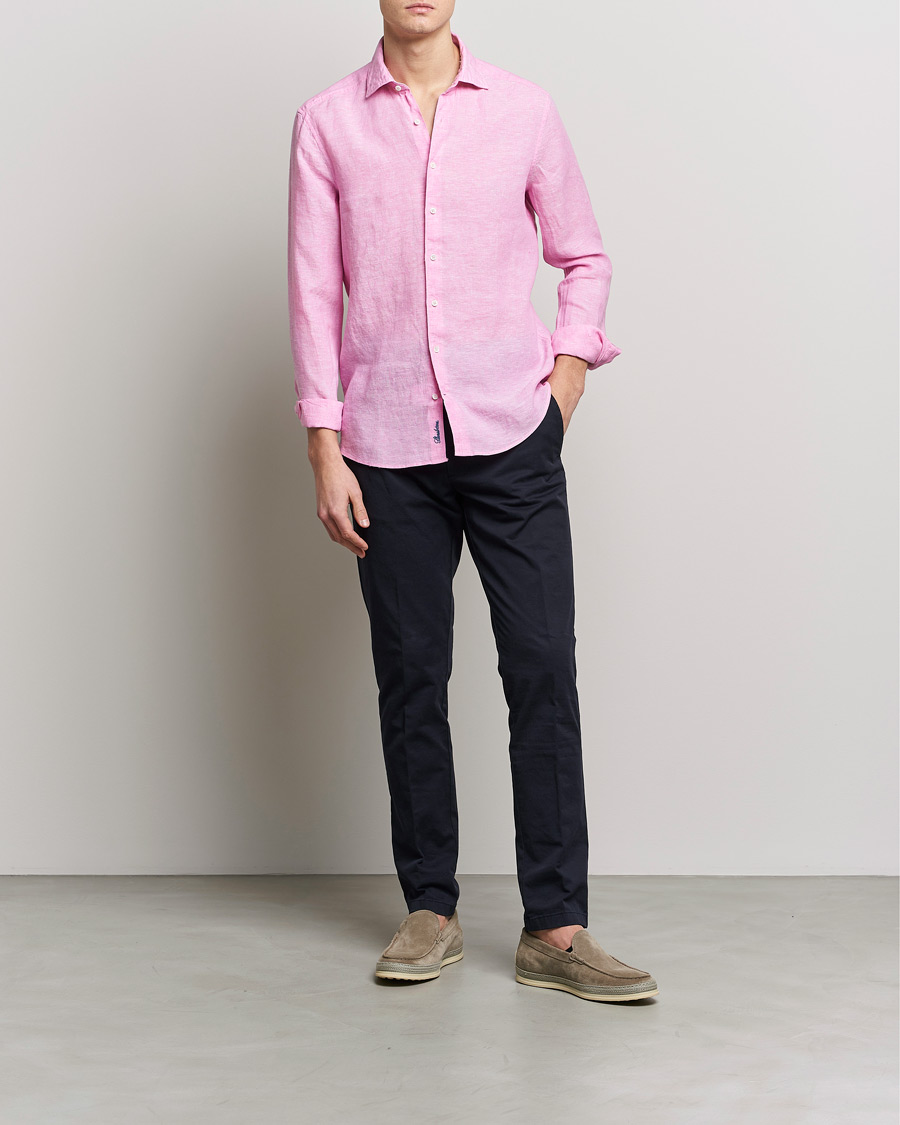 Herre | Skjorter | Stenströms | Slimline Cut Away Linen Shirt Pink