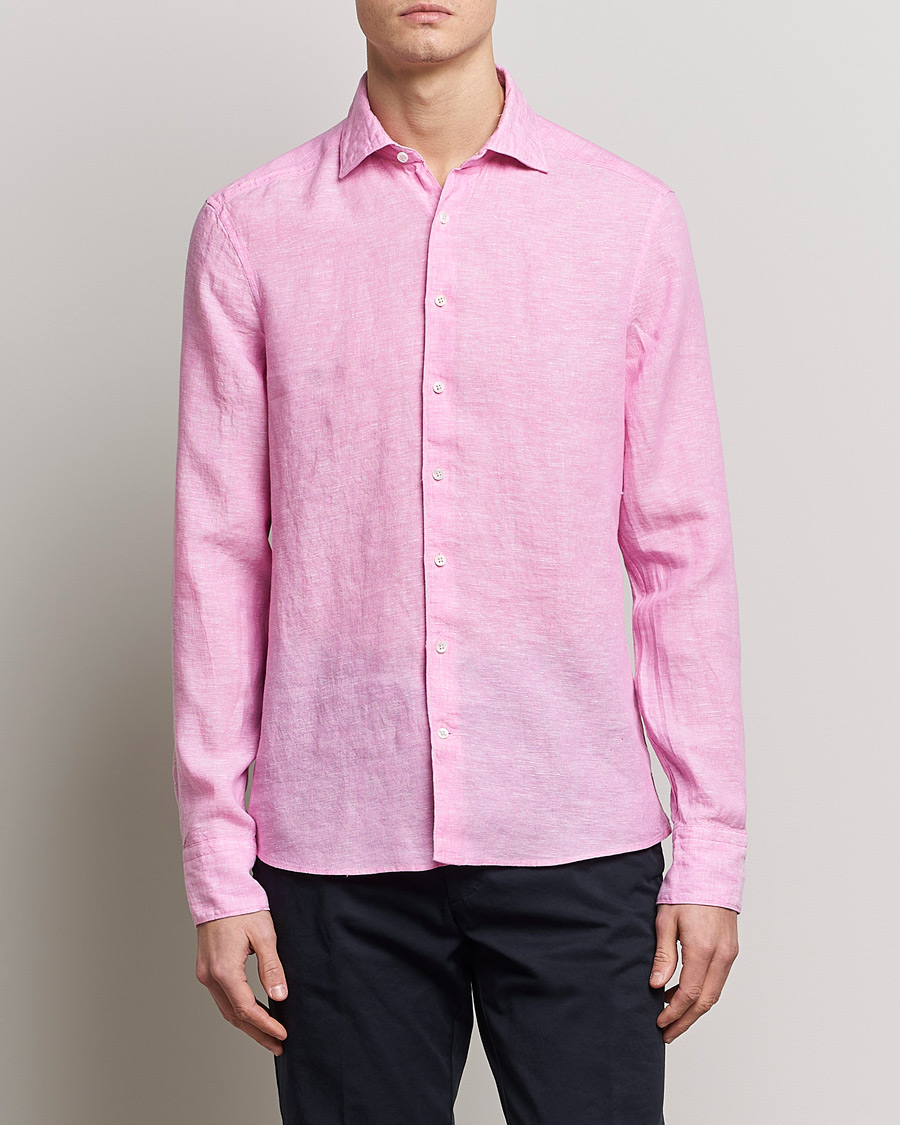 Herre | Skjorter | Stenströms | Slimline Cut Away Linen Shirt Pink